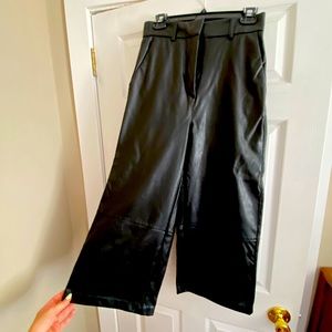 H&M Faux Leather Cropped Wide Leg Pants NWT